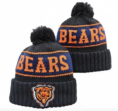Chicago Bears Knit Pom Beanie Winter Hat Thermal Fleece Lined Cuffed NFL