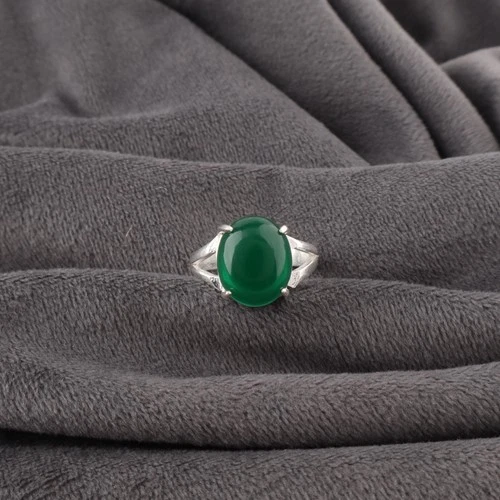 925 Silver Oval Green Onyx Cab Wife Boho Band Statement Anniversary Ring Jewelry video thumbnail