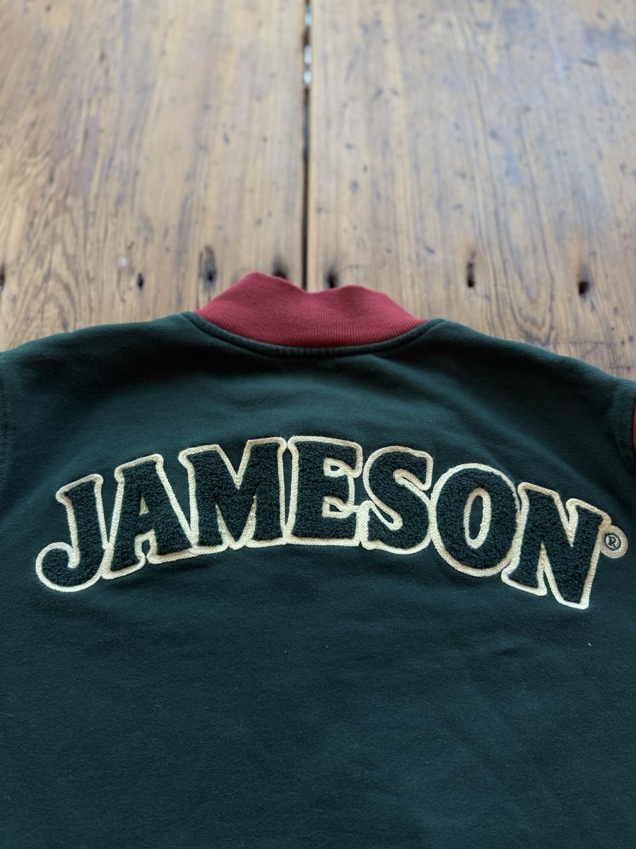 Jameson Whiskey Varsity Snap Jacket Mens Sz Med Green Red Organic