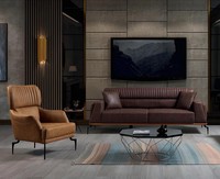 Braune Leder Sofagarnitur Exklusiver Dreisitzer LuxuriöSer Einsitzer 2Tlg