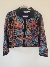 Ladies Multicolor Jacket Anage Size XL Zip Up BEADED Embellished Artsy
