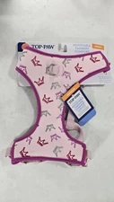 Top Paw Adjustable Fashion Comfort Harness  Medium Pink With Crown Accents NWT