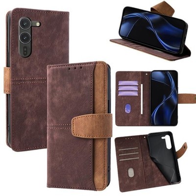 Für Fujitsu Arrows Alpha F-51F Color Stitching Skin Feel Leder RFID Handy Hülle