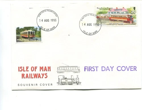 Isle of Man 1993 Railway Letter Stamp FDC, cancelled Derby Castle Station