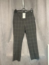 ZARA Women’s Grey Check Tailored Trousers Size L Smart Office Professional Pants