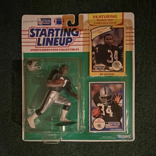 Kenner Starting Lineup Bo Jackson NFL Figure 1990 with Collector's Cards