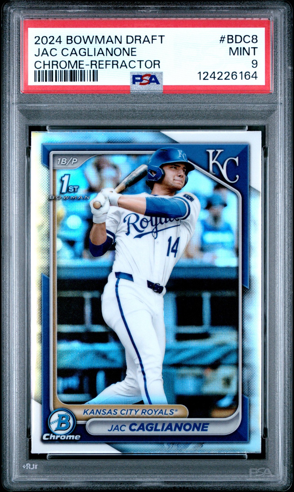 2024 BOWMAN DRAFT CHROME-REFRACTOR #BDC8 JAC CAGLIANONE PSA 9