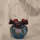 Fenton Art Glass Mulberry basket Limited Edition Hand Painted #217 of 1950