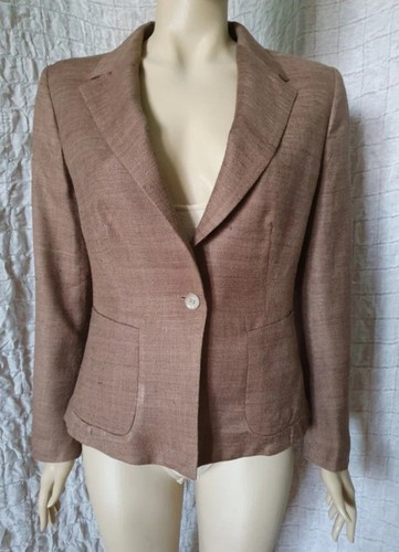 Malo, Giacca Blazer Vintage MALO Firenze Cashmere Seta Marrone Singolo Bottone Italiano...