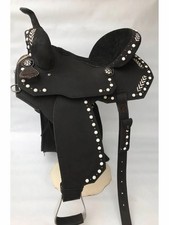 Western Horse Saddle Leather Barrel Racing Trail Equestrian Long Horn-Embroidery