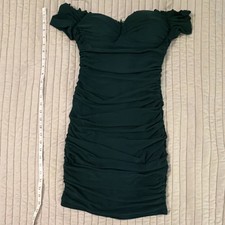 Windsor Women's Green Off Shoulder Sweetheart Ruched Mesh Bodycon Mini DressS/M