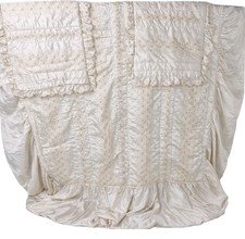 Lavenir Satin Bedspread 75x52" Single Cream Padded Embroidered + 2 Pillowcases