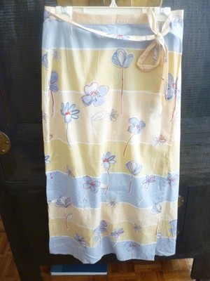 Vintage 1990s Escada Sport Floral Stripe Wrap Skirt Soft A Line Silhouette