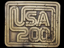 JE25121 GREAT VINTAGE 1976 USA 200 BICENTENNIAL BRASSTONE BELT BUCKLE