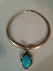 Sterling Silver Serpentine Necklace With Silver And Turquoise Pendant — photo 1
