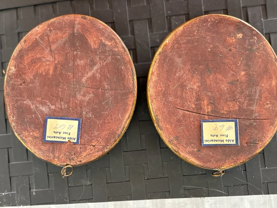 Pinturas a óleo antigas em miniatura Tara Productions molduras douradas assinadas pela Itália - Imagem 2 de 2