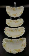4 pc Haviland Limoges Crescent Porcelain Princess Floral Bone Dishes