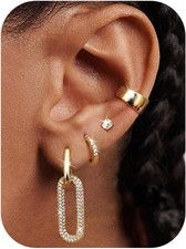 Small Gold Hoop Earrings for Women Hypoallergenic 14K Gold Plated Chunky Huggie