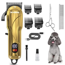 Quiet Dog Grooming Kit - 2000mAh Dog Clippers for Heavy Thick Hair Coats, Wat...