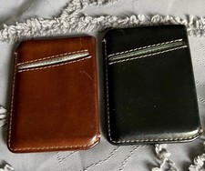 Minimalist Leather Front Pocket Card Holder Wallets - Brown  Black