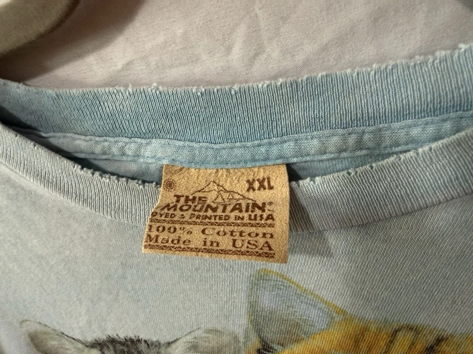 Camiseta manga corta cuello redondo algodón estampado gráfico gato azul montaña 2XL - Imagen 3 de 4