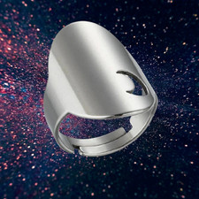 Crescent Moon Silver Stainless Steel Ring - Adjustable - *Free P&P*