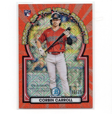 2023 Bowman Chrome Corbin Carroll RC ROY Favorites Orange Mojo /25 Diamondbacks