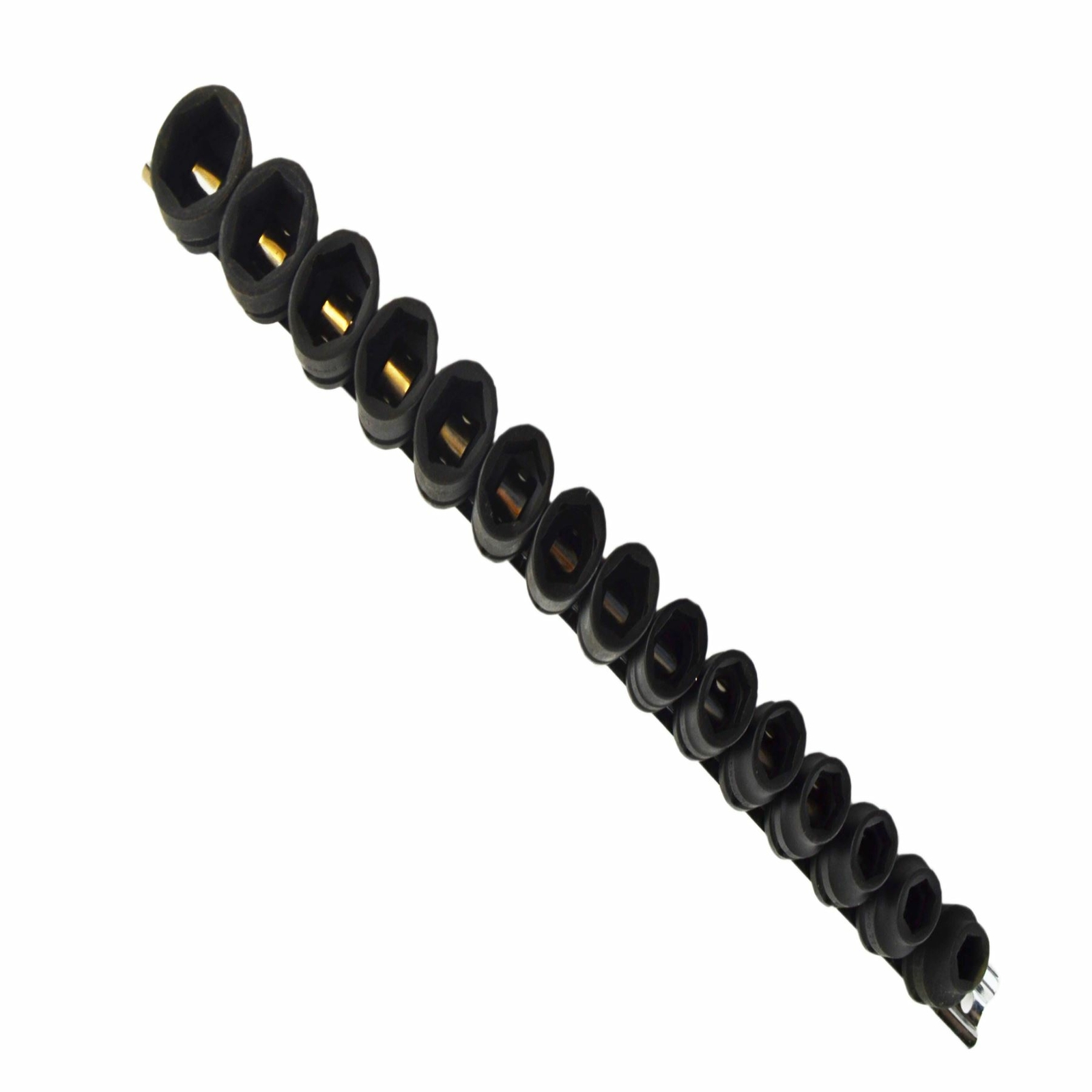 1/2"" Drive Stubby Metric Impact Sockets 6 Sided Single Hex 10mm - 24mm 15pc