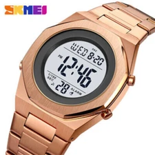 SKMEI Men's LED Digital Sport Quartz Watch Stainless Steel Waterproof Wristwatch