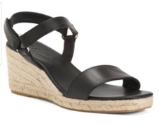 Jutelia Women  s Leather Espadrilles Raffia Braided Wedge Size 40 US 9 