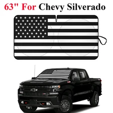 63" Truck Windshield US Flag Sun Shade Cover For Chevy Silverado 1500 2500 3500