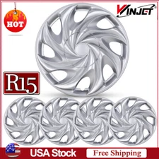 15" Set of 4 Silver Wheel Covers Snap On Full Hub Caps fit R15 Tire & Steel Rim