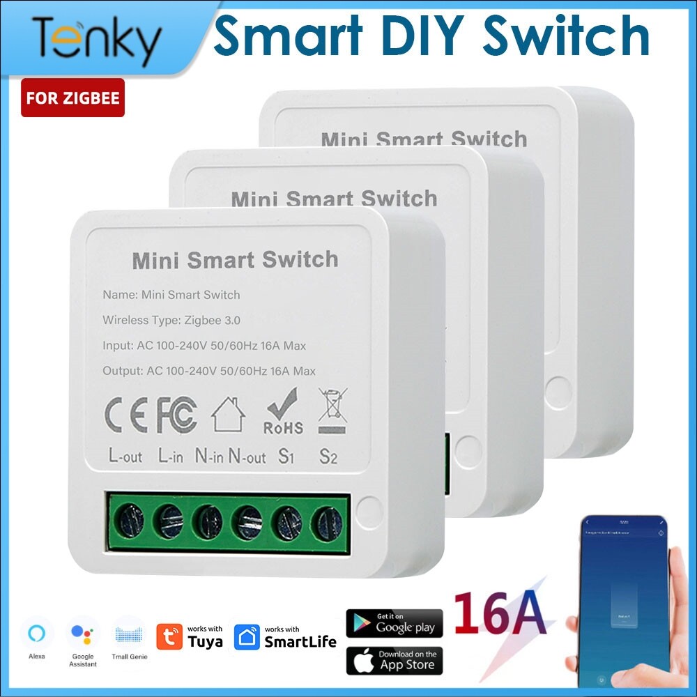 Zigbee 3.0 DIY Mini Switch Tuya Wifi 1/2/3/4Gang Smart Life Control Light Relay