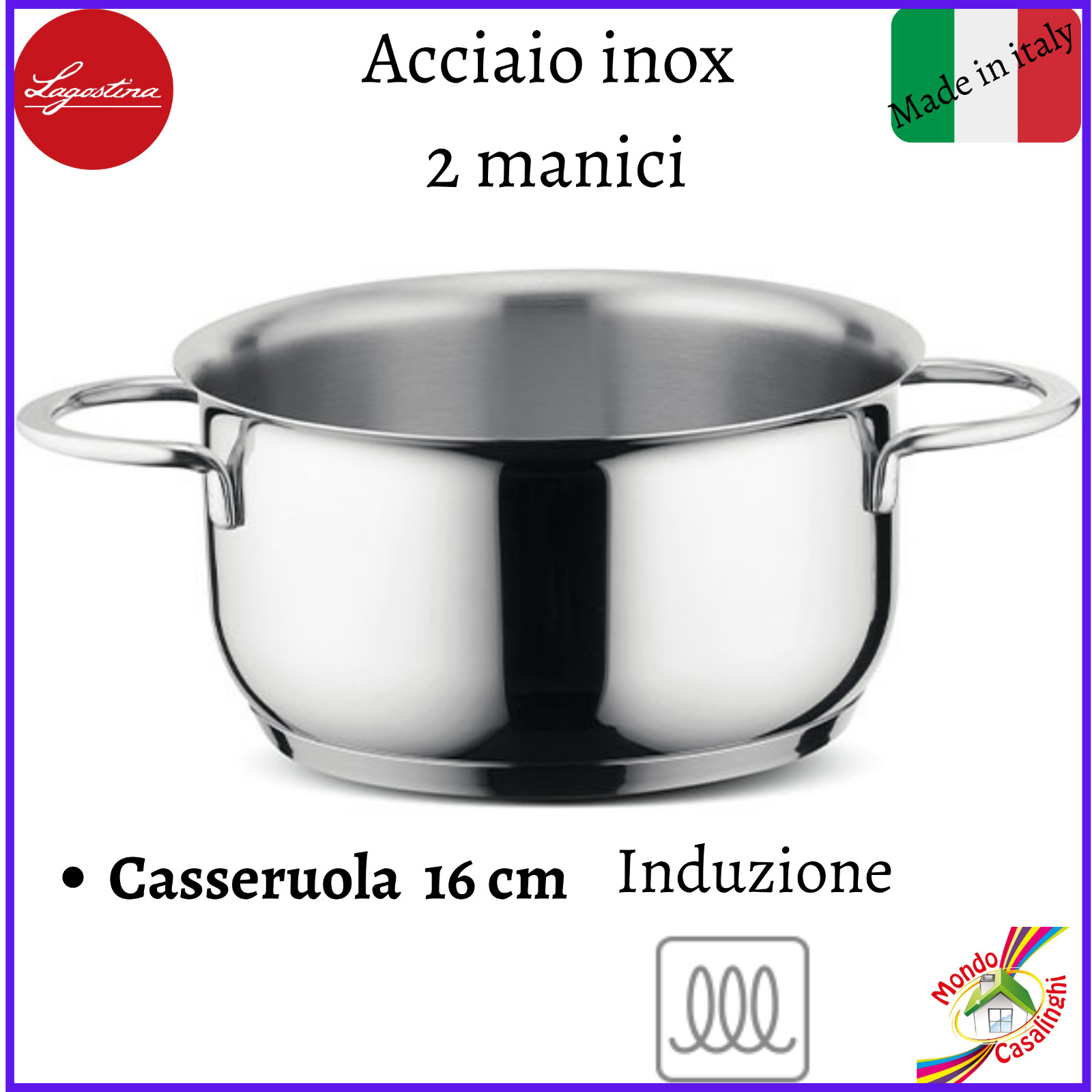pentolino casseruola pentola bollilatte 16 cm acciaio inox lagostina induzione