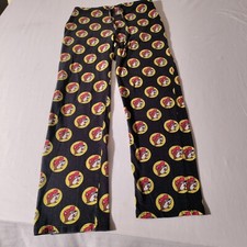 Buc-ees Pajama Pants Adult S Black All Over Print Logo Drawstring Bucees Fades