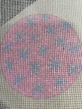 Handpainted Needlepoint Canvas Stars on pink Ornament, Po 0061, 13 ct Zweigart