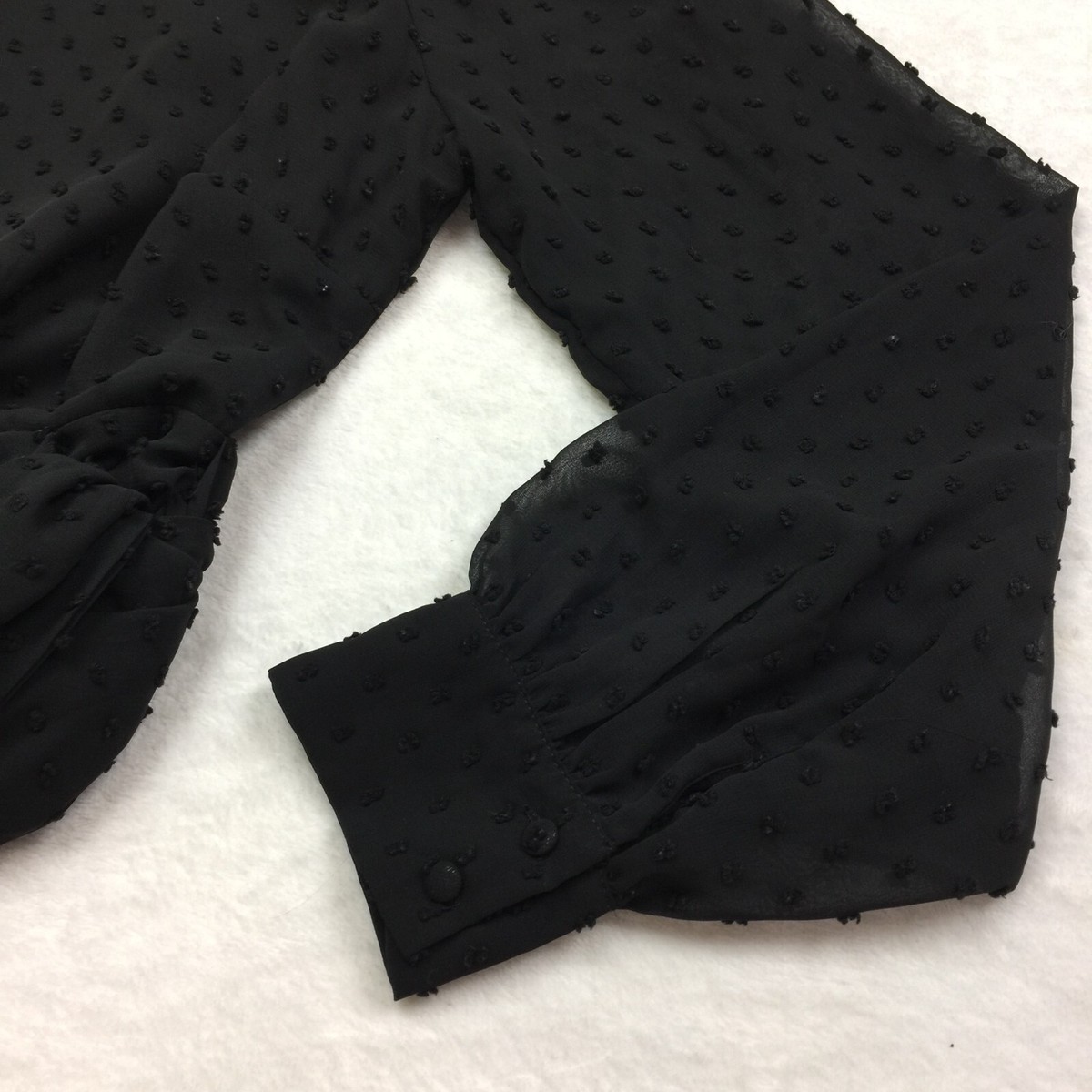 Lulus Mini Dress Size S Womans Much Love Black Swiss Dot Long Sleeve Tie- Front | eBay