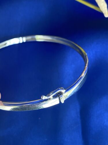 Sterling and Diamond infinity hinged bangle bracelet - Picture 3 of 5