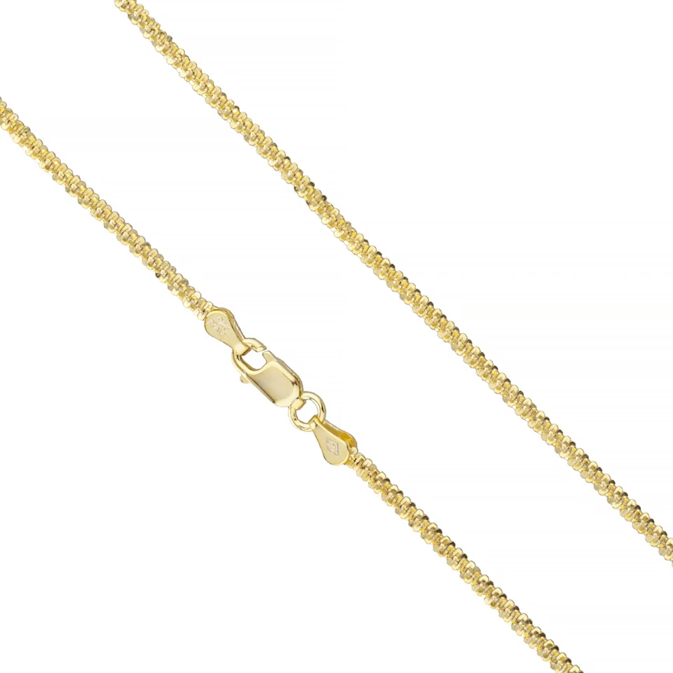 Cadena brillante roca retorcida chapada en oro de 14k sobre plata de ley 925 de 2,50 mm