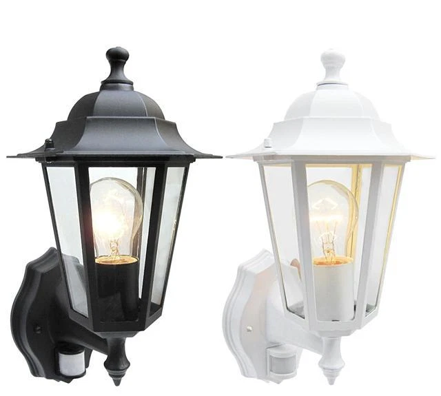 Outdoor PIR Wall Lantern Sensor Light Security 6 Sided Exterior Motion Security