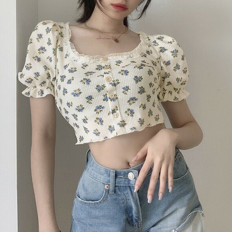 lace floral crop top