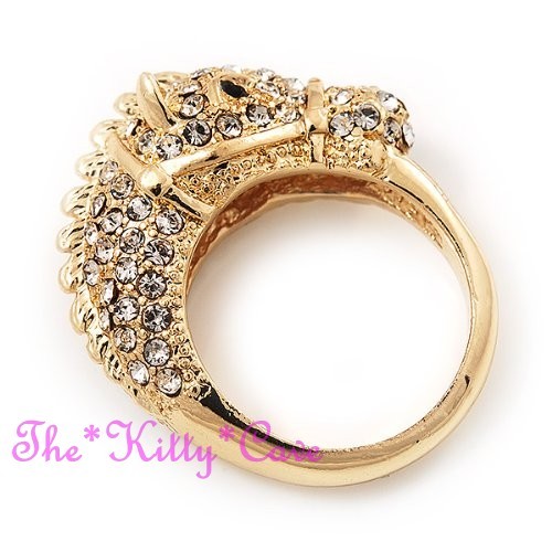 Oro Scintillante 3D Cavallo Pony Equestre Vistoso Anello con Cristalli Swarovski - Picture 10 of 25
