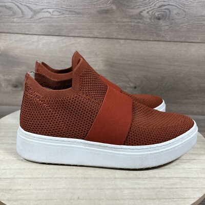 Eileen Fisher Pari Knit Burnt Orange Pull On Platform Shoes Womens Size 7