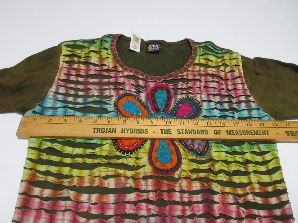 Talla L/XL (M/L) NUEVO CON ETIQUETAS Tienda Terapia Top Camisa Tie Dye Hippie Boho Festival Colorido Foto 3 de 4