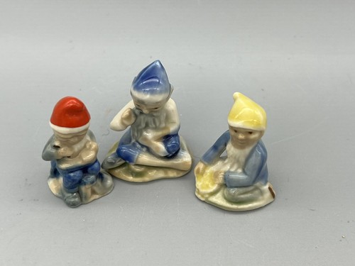 Vintage Set Of 3 Wade Whimsies Lucky Fairy Folk Leprechauns Gnomes Pixies - Picture 7 of 8