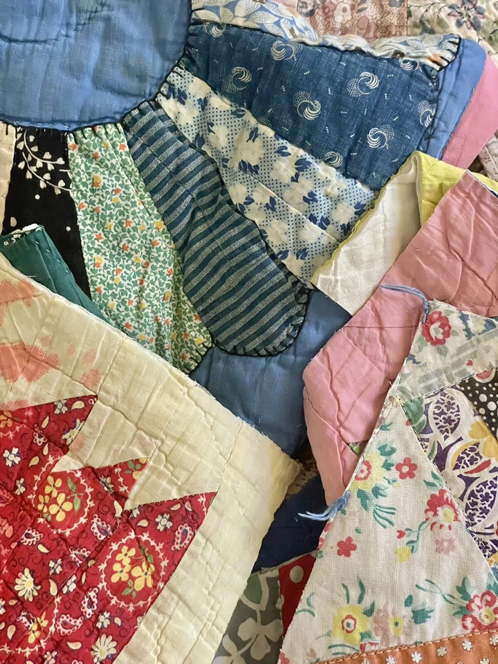 VTG Old Quilt Pieces, Upcycling, Journals, Grab Bag Half Pound Cutter Remnants - Image 3 of 4