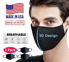 3 Pcs Face Mask High quality, Neoprene Breathable Reusable MADE IN USA, Washable