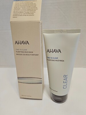 AHAVA Time to Clear Purifying Face Mud Mask Minerals Full Size 3.4 Fl Oz NIB