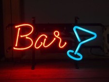 Bar Cocktail Glass 20" Neon Sign Light Lamp Decor With Dimmer