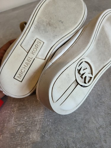Michael Kors Women's White Gold Leather Sneakers Shoes Size 4 - Picture 10 of 12